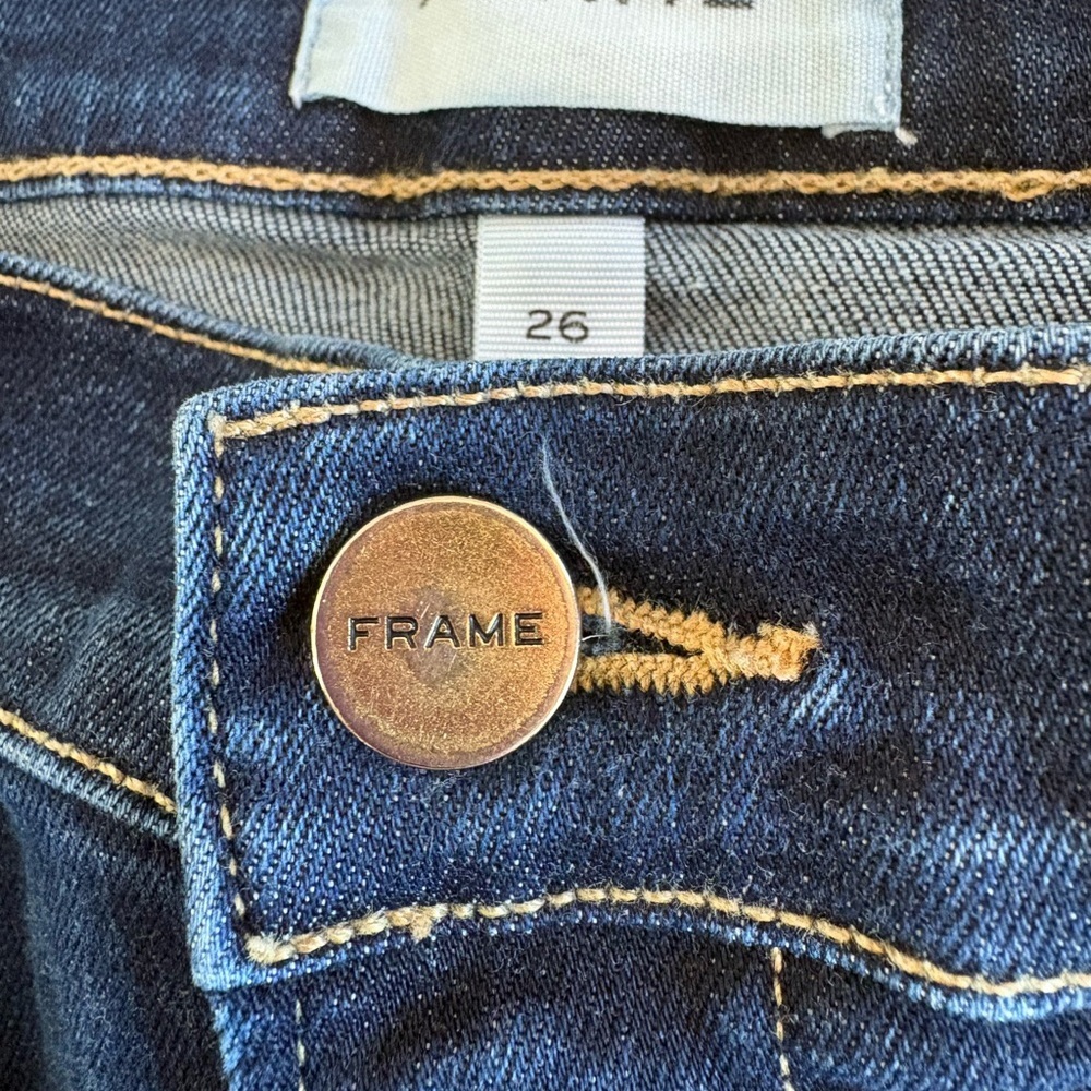 Frame Le High Skinny Jeans in Dark Wash size 26 in good condition casual - Picture 5 of 15